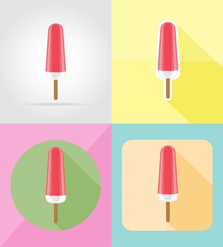 Ilustración de vector de iconos planos de helado