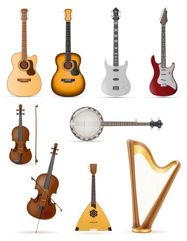 Instrumentos musicales de cuerda stock vector ilustración