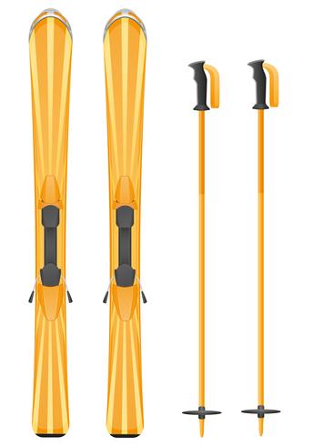 orange skis mountain vector illustration