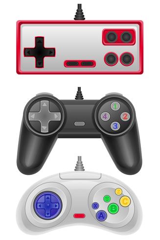 coloque los joysticks de los iconos obsoletos para las consolas de juegos, ilustración vectorial EPS 10 vector