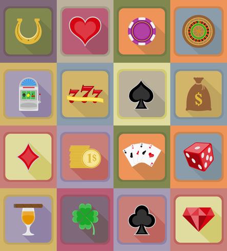 Iconos de casino y equipo plano iconos vector illustration