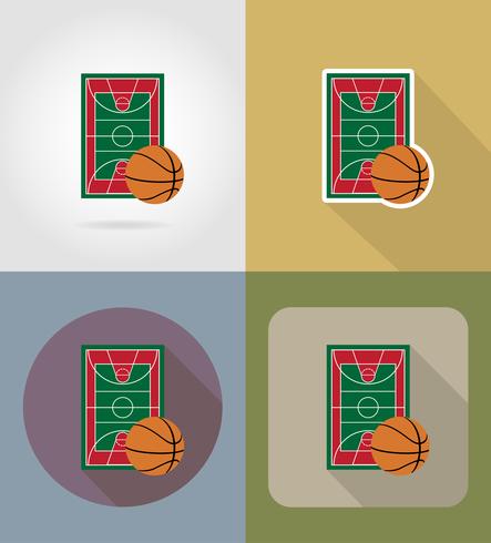 Los iconos planos de cancha de baloncesto vector ilustración