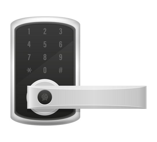 electronic lock with handle knob and electric drive vector illustration