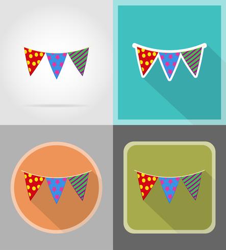 Banderas para la celebración de iconos planos vector illustration