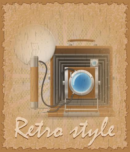 retro style poster old camera photo vector illustration