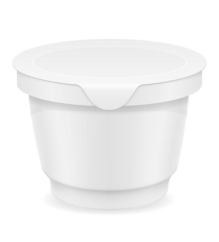 Recipiente de plástico blanco de yogur o helado ilustración vectorial vector