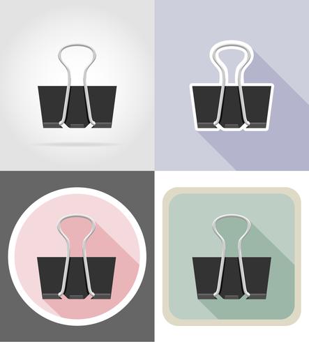 clip stationery equipment set flat icons vector illustration