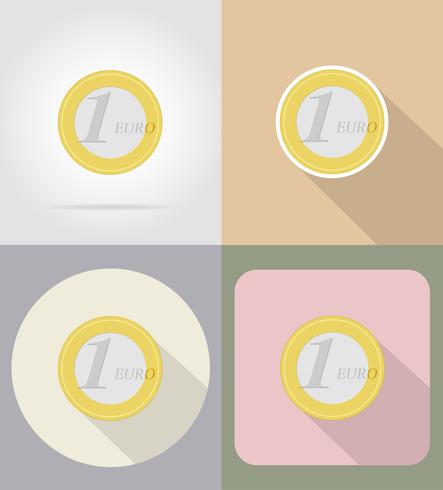 one euro coin flat icons vector illustration
