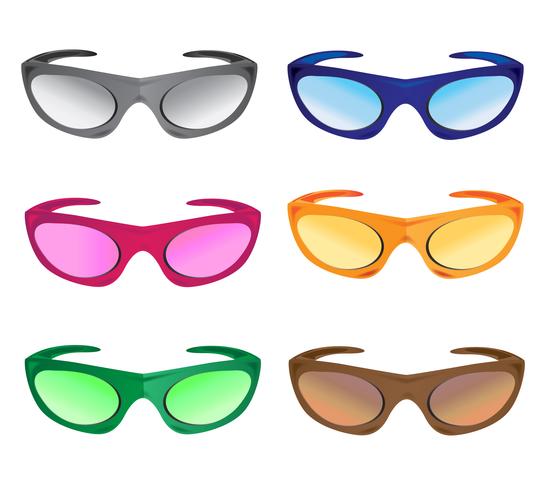 muchas gafas de sol de colores vector
