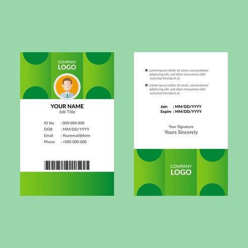 Plantilla de tarjeta de identificación verde vector