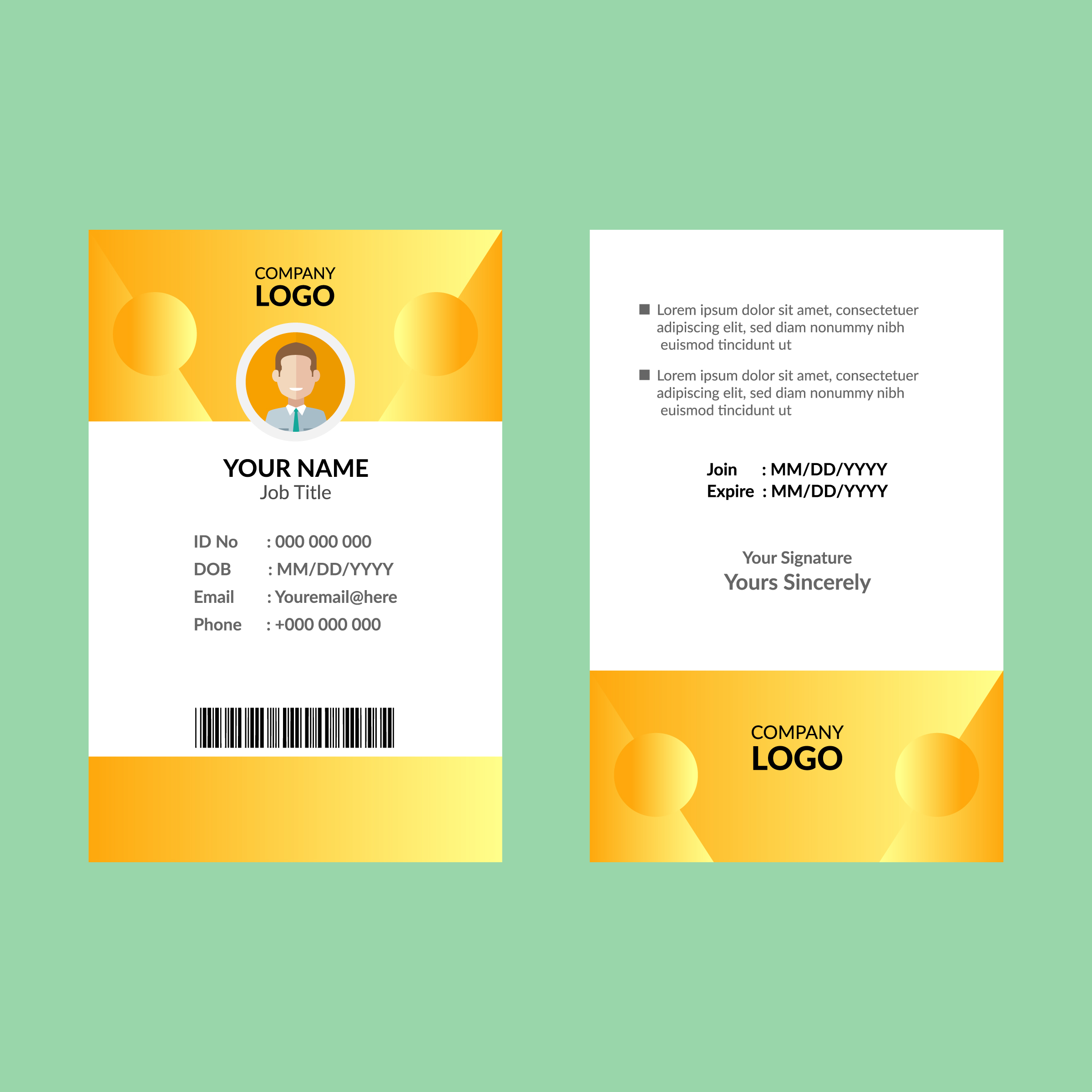 Download Yellow Id Card Template 515306 Vector Art At Vecteezy