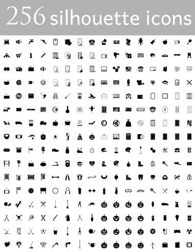 diverse set of flat icons silhouette vector illustration