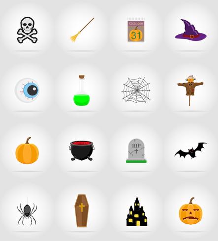 halloween flat icons vector illustration