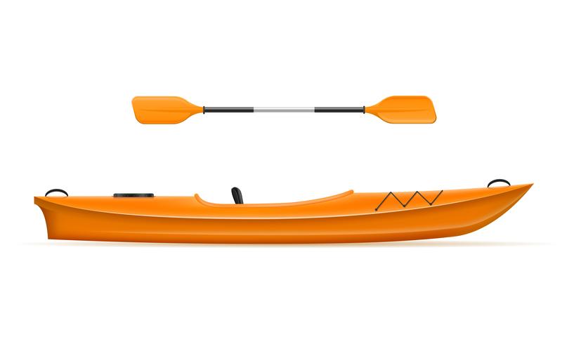 plastic kayak for fishing and tourism vector illustration