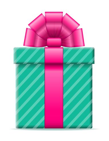 caja de regalo con una ilustración del vector de arco