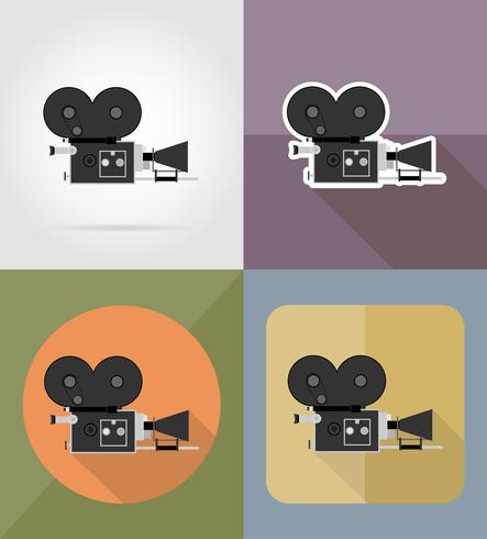 old movie camera flat icons vector illustration