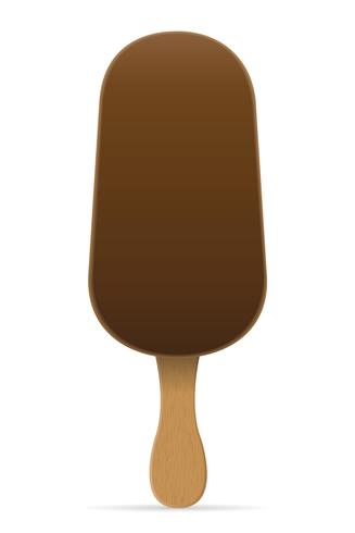 Helado con glaseado de chocolate en la ilustración de vector de palo