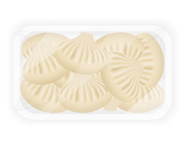 dumplings khinkali of dough with a filling in packaged vector illustration