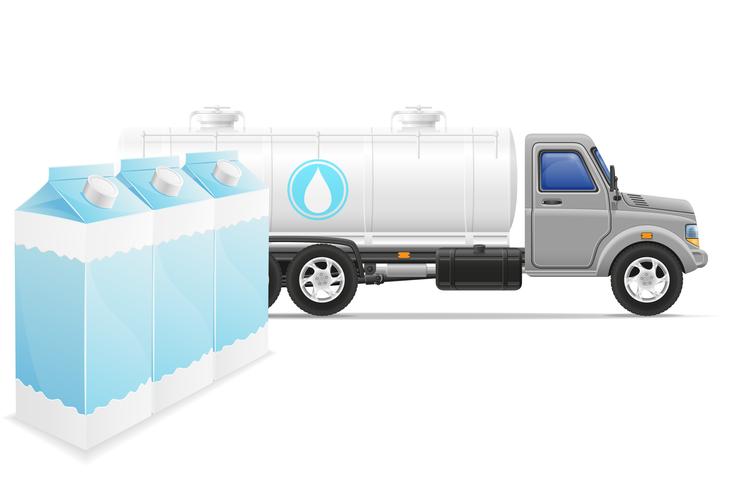 Entrega de camiones de carga y transporte de leche concepto vector illustration