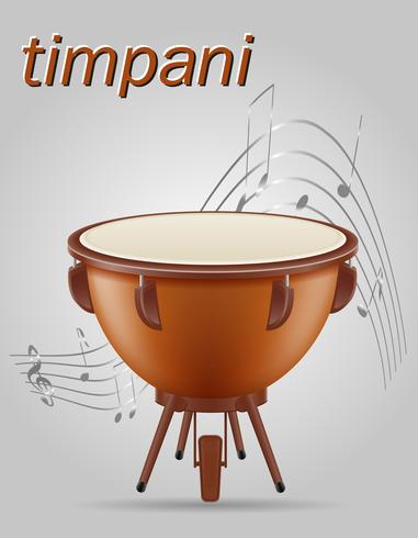 timpani drum musical instruments stock vector illustration