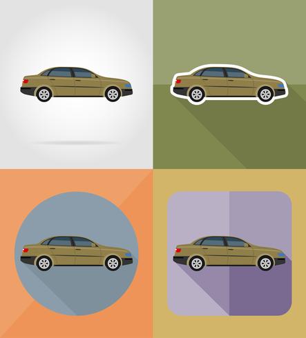 coche transporte iconos planos vector illustration