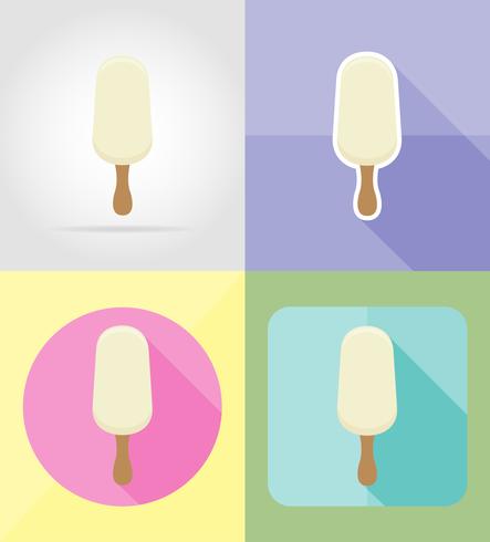 Ilustración de vector de iconos planos de helado