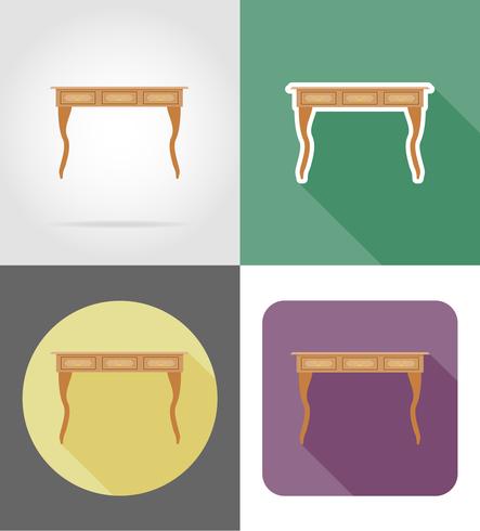 mesa muebles conjunto iconos planos vector illustration