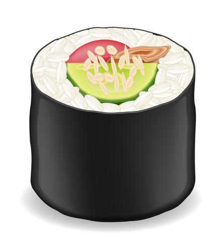 Rollos de sushi en ilustración de vector de nori de algas