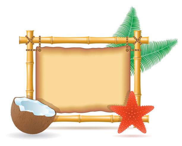 bamboo frame and coconut vector illustration