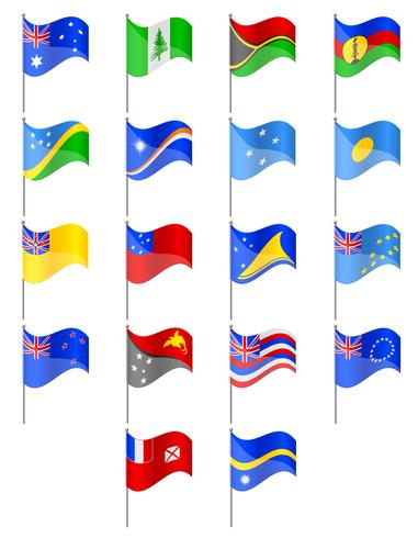 Banderas de la ilustración vectorial de países de Oceanía vector