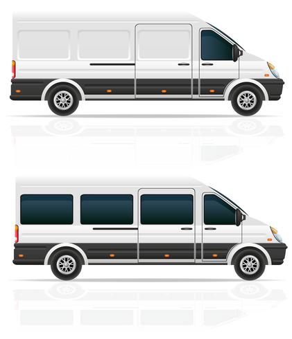 Mini bus para el transporte de carga y pasajeros ilustración vectorial vector