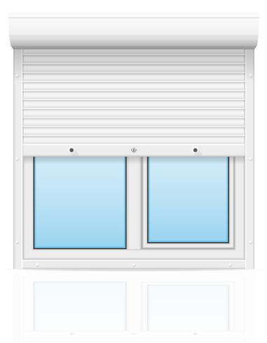 plastic window with rolling shutters vector illustration