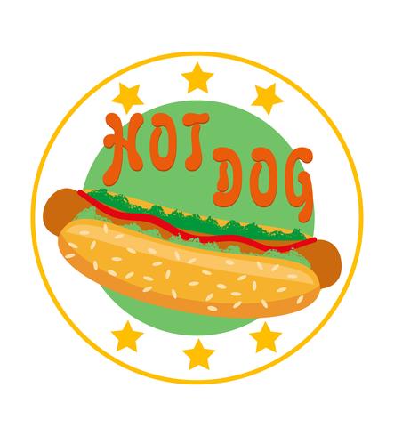 Logo hot dog para ilustración de vector de comida rápida