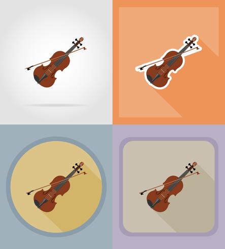 iconos planos de violín vector illustration