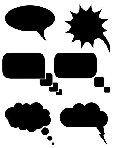 set icons speech bubbles dreams black silhouette vector illustration