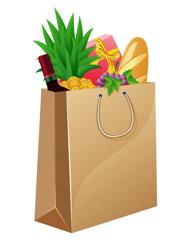 bolsa de compras con alimentos vector