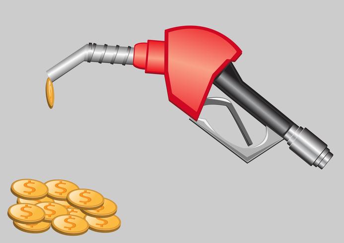 gas pump nozzle and money vector