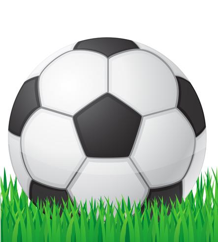 Balón de fútbol de fútbol en la ilustración de vector de fondo de hierba