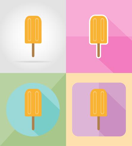 Ilustración de vector de iconos planos de helado