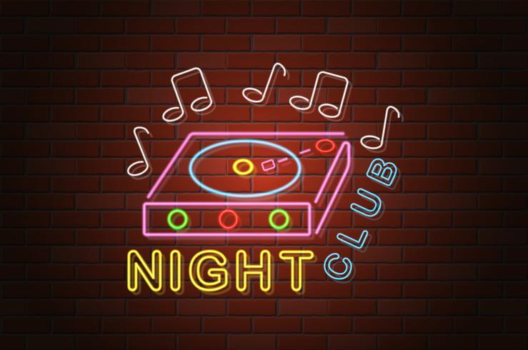 glowing neon signboard nightclub vector illustration