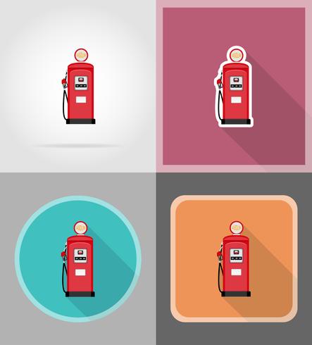 Ilustración de vector de iconos planos de llenado de gasolina roja