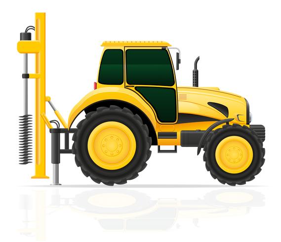 tractor with a drilling rig vector illustration