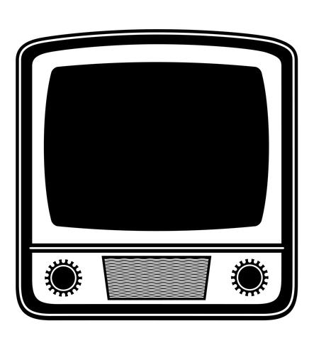 TV viejo retro vintage icono stock vector ilustración negro contorno silueta