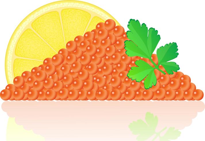 red caviar with lemon and parsley vector