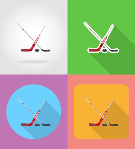 Iconos planos de hockey vector illustration