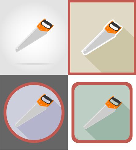 saw repair and building tools flat icons vector illustration