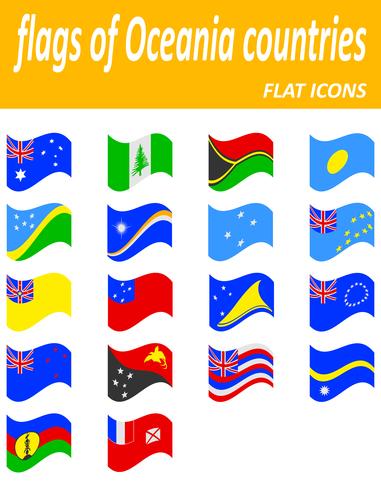 Banderas de los países de Oceanía iconos planos vector ilustración