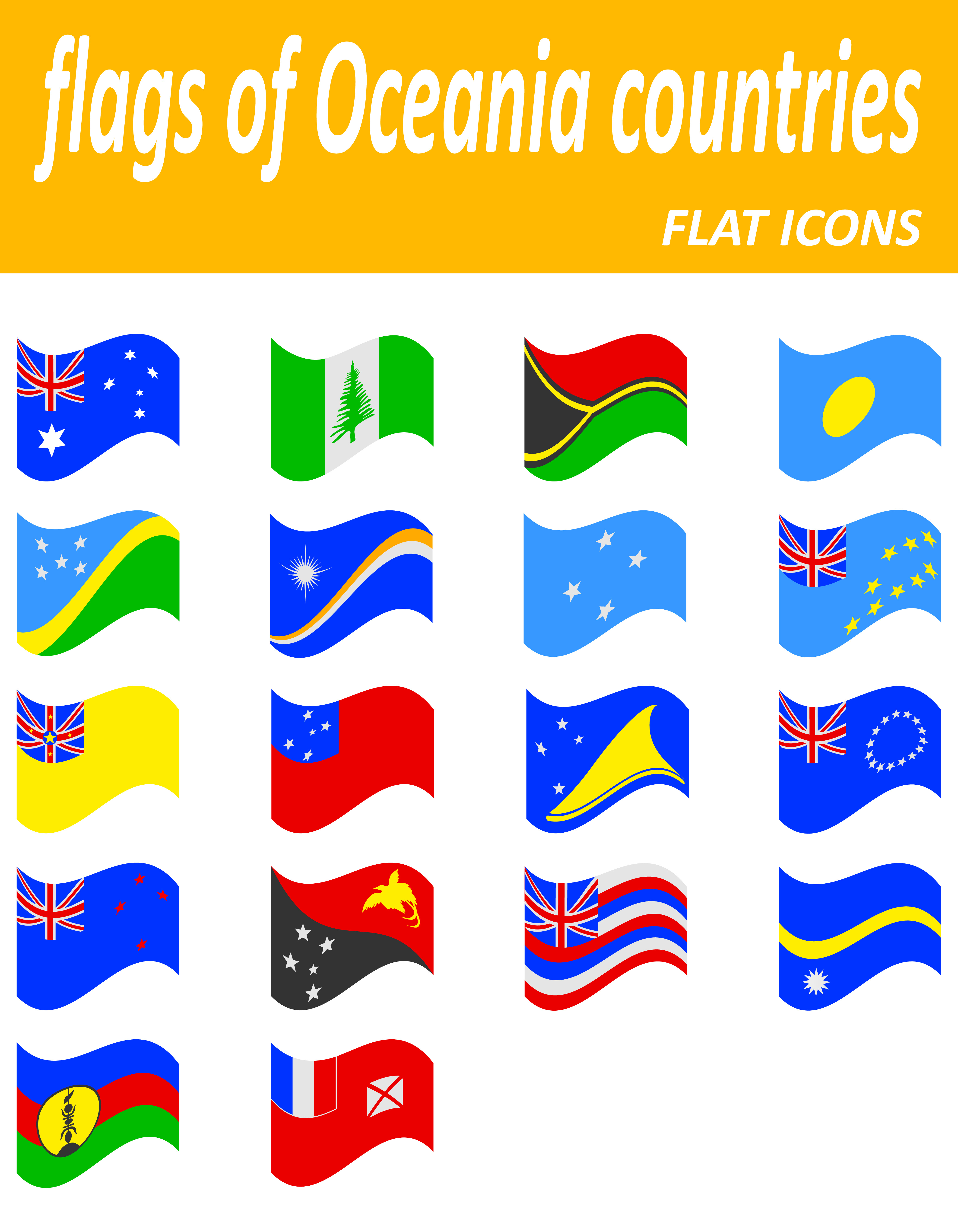 flags of oceania countries flat icons vector illustration 516208 Vector