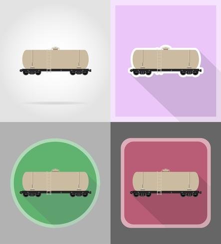 ferroviaria, tren, plano, iconos, vector, ilustración vector