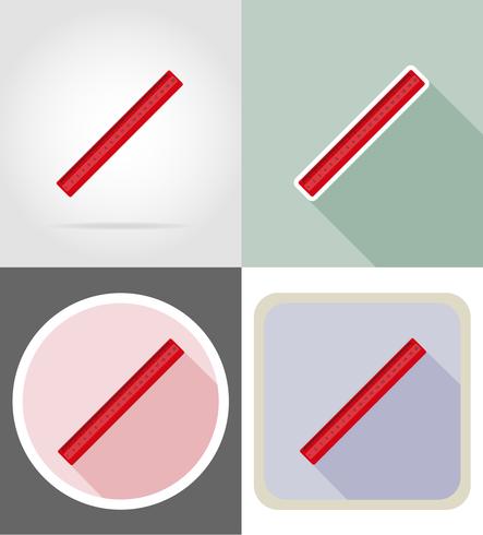 ruler stationery equipment set flat icons vector illustration